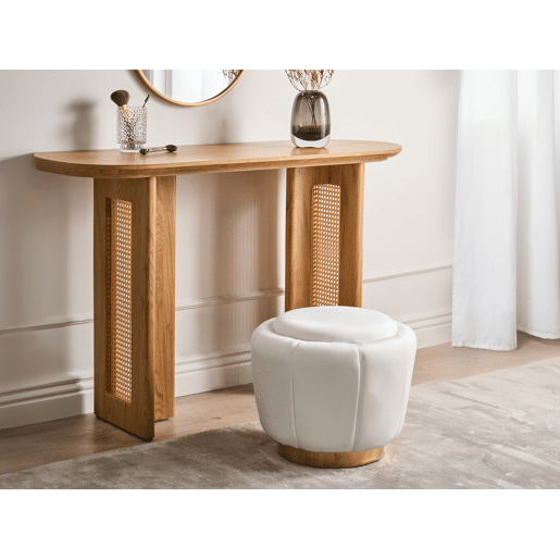 Pufe IRVING Veludo Branco 43 cm 43 cm 37 cm