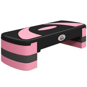HOMCOM Step para ExercÃcio Aeróbico Plataforma Step com Altura Ajustável em 3 NÃveis com Carga Máxima 150kg para ExercÃcio em Academia Casa 80x31x10-20 cm Rosa e Preto