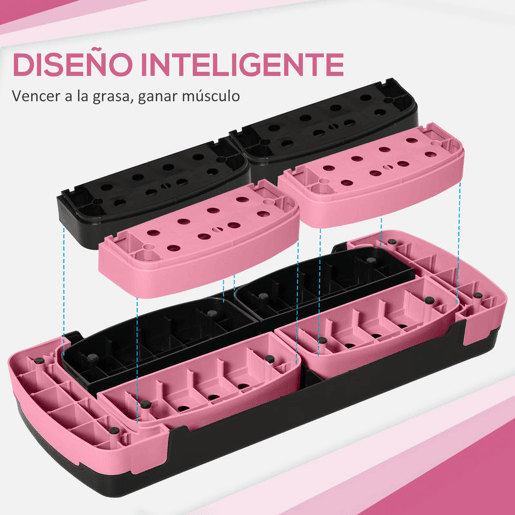 HOMCOM Step para Exercício Aeróbico Plataforma Step com Altura Ajustável em 3 Níveis com Carga Máxima 150kg para Exercício em Academia Casa 80x31x10-20 cm Rosa e Preto
