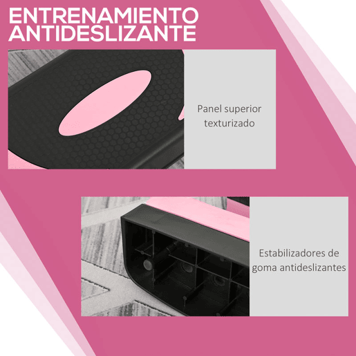 HOMCOM Step para Exercício Aeróbico Plataforma Step com Altura Ajustável em 3 Níveis com Carga Máxima 150kg para Exercício em Academia Casa 80x31x10-20 cm Rosa e Preto