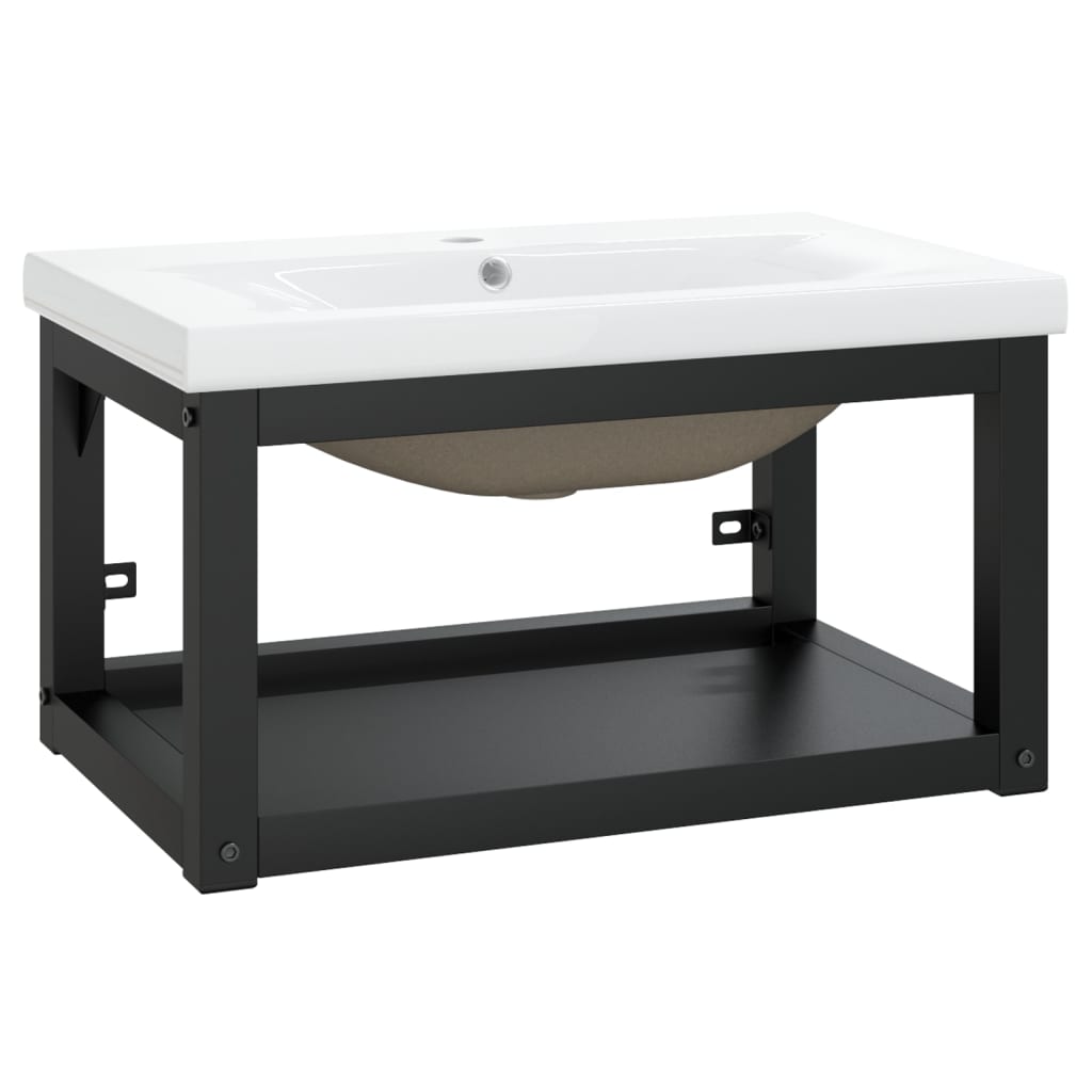 Vidaxl estructura de baño con lavabo incorporado hierro negro