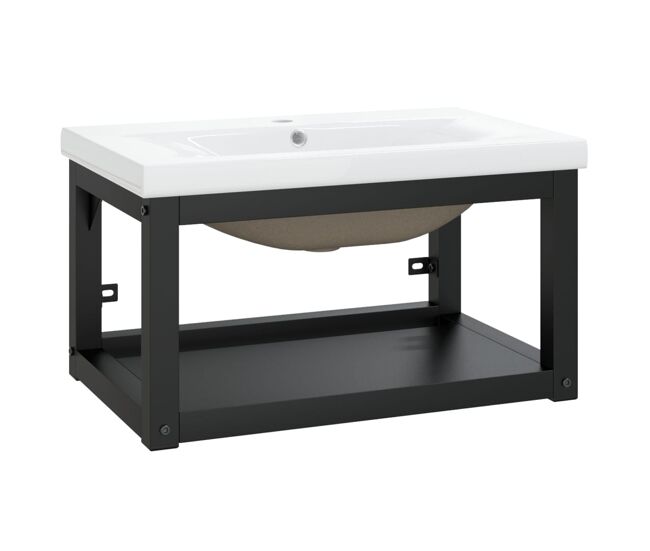 Vidaxl estructura de baño con lavabo incorporado hierro negro