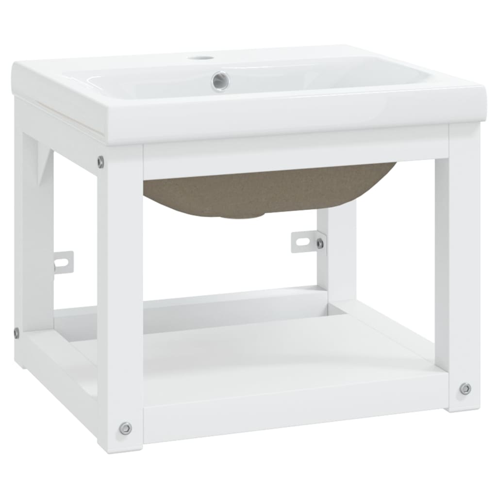 Vidaxl estructura de baño con lavabo incorporado hierro blanco