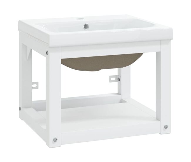 Vidaxl estructura de baño con lavabo incorporado hierro blanco