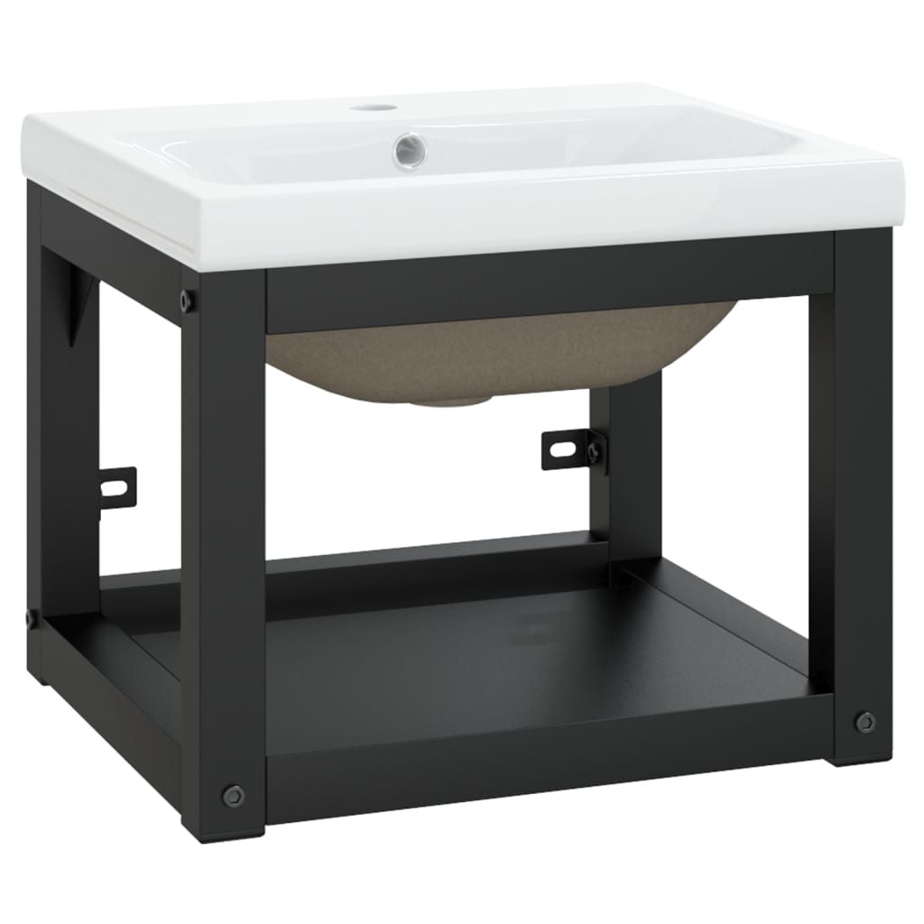 Vidaxl estructura de baño con lavabo incorporado hierro negro