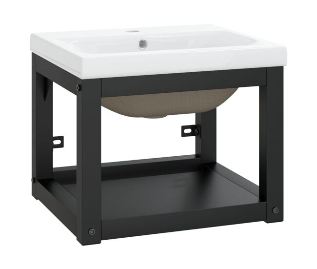 Vidaxl estructura de baño con lavabo incorporado hierro negro