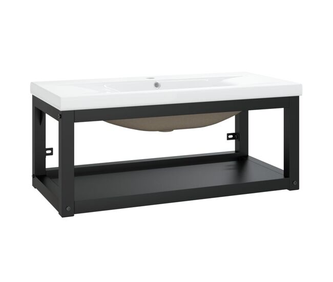 Vidaxl estructura de baño con lavabo incorporado hierro negro