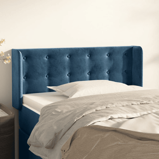 vidaXL Cabeceira de cama c abas veludo 93x16x7888 cm azul-escuro vidaXL Cabeceira de cama c abas veludo 93x16x7888 cm azul-escuro