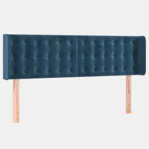 vidaXL Cabeceira de cama c abas tecido 147x16x7888cm azul-escuro