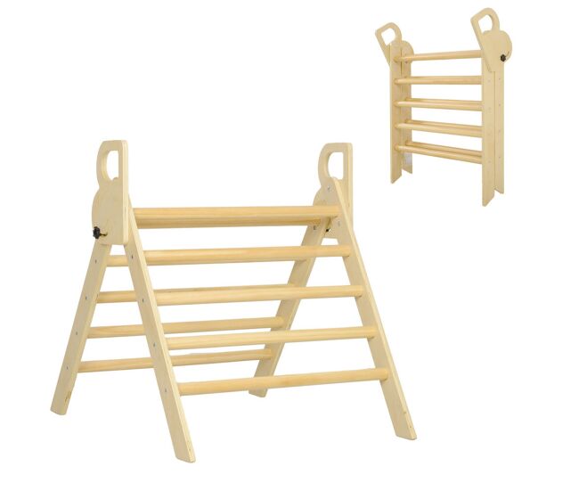 Aiyaplay triángulo de escalada de madera plegable escalada para niños de 18-48 meses para cultivar habilidades de equilibrio y coordinación para