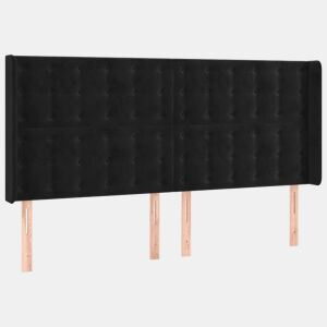 vidaXL Cabeceira de cama c abas veludo 163x16x118128 cm preto