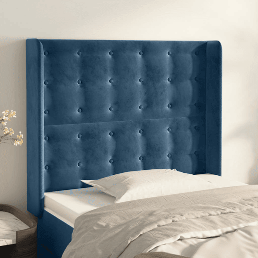 vidaXL Cabeceira cama c abas veludo 93x16x118128 cm azul-escuro vidaXL Cabeceira cama c abas veludo 93x16x118128 cm azul-escuro