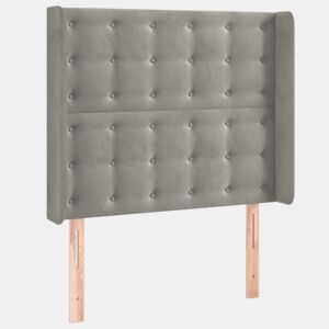 vidaXL Cabeceira cama c abas veludo 103x16x118128 cm cinzento-claro