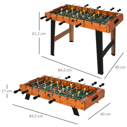HOMCOM Matraquilhos para Crianças de Madeira Jogo de Futebol de Mesa com 22 Jogadores, 2 Marcadores, Pernas de Mesa Longas e Curtas, 85x40x61 cm, Madeira e Preto