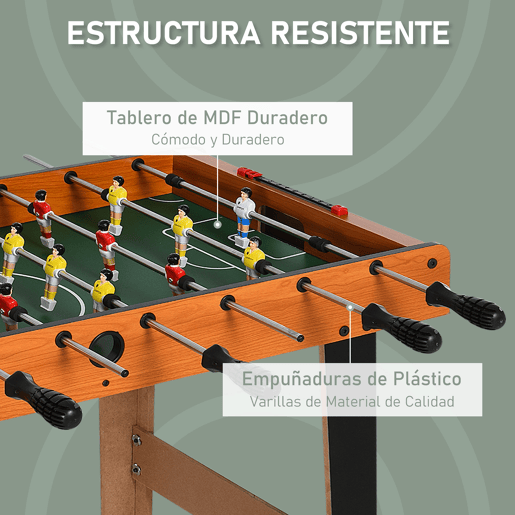 HOMCOM Matraquilhos para Crianças de Madeira Jogo de Futebol de Mesa com 22 Jogadores, 2 Marcadores, Pernas de Mesa Longas e Curtas, 85x40x61 cm, Madeira e Preto