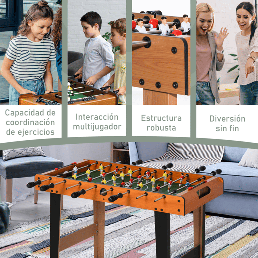 HOMCOM Matraquilhos para Crianças de Madeira Jogo de Futebol de Mesa com 22 Jogadores, 2 Marcadores, Pernas de Mesa Longas e Curtas, 85x40x61 cm, Madeira e Preto