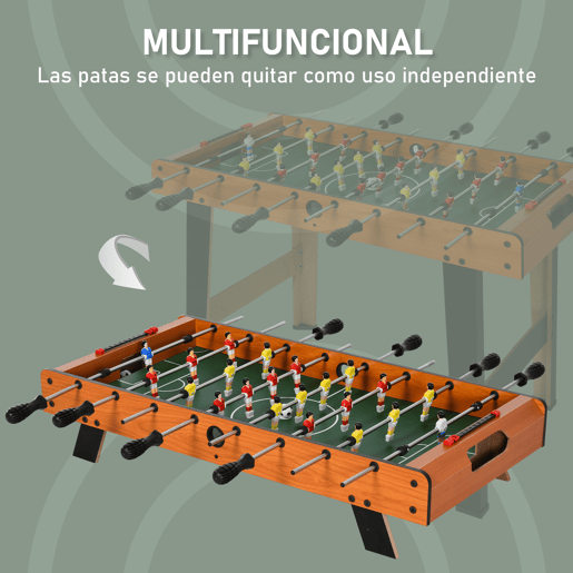 HOMCOM Matraquilhos para Crianças de Madeira Jogo de Futebol de Mesa com 22 Jogadores, 2 Marcadores, Pernas de Mesa Longas e Curtas, 85x40x61 cm, Madeira e Preto