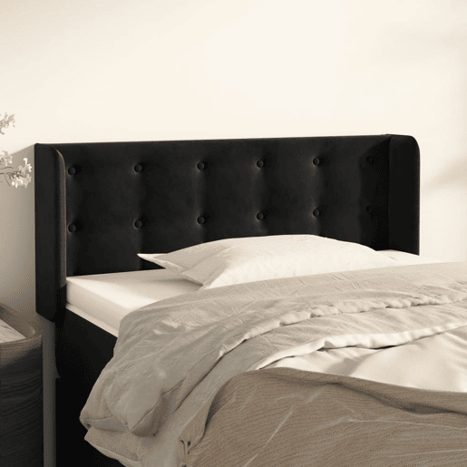 vidaXL Cabeceira de cama c abas veludo 103x16x7888 cm preto