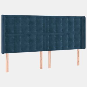 vidaXL Cabeceira cama c abas veludo 183x16x118128 cm azul-escuro