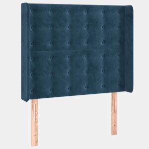 vidaXL Cabeceira cama c abas veludo 83x16x118128 cm azul-escuro