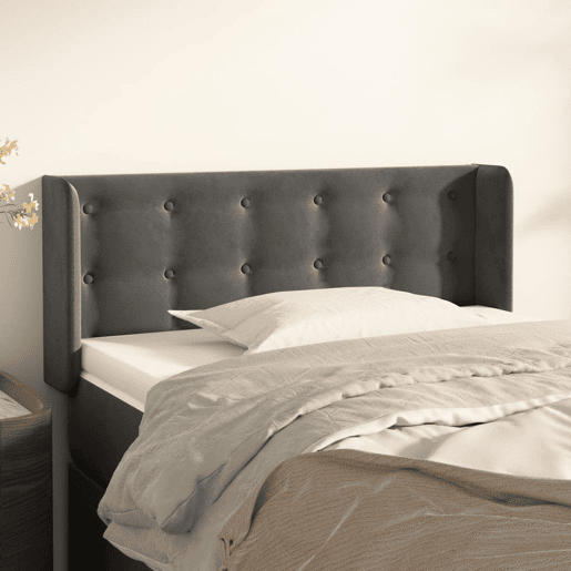 vidaXL Cabeceira de cama c abas veludo 103x16x7888cm cinzento-escuro vidaXL Cabeceira de cama c abas veludo 103x16x7888cm cinzento-escuro