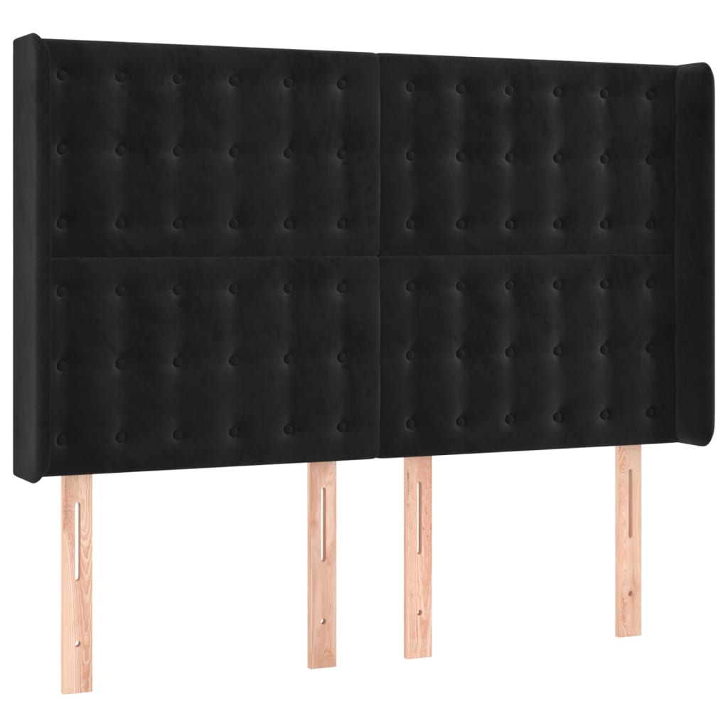 Vidaxl cabecero con orejas de terciopelo negro 147x16x118/128 cm