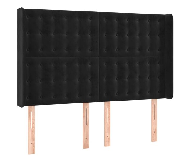 Vidaxl cabecero con orejas de terciopelo negro 147x16x118/128 cm