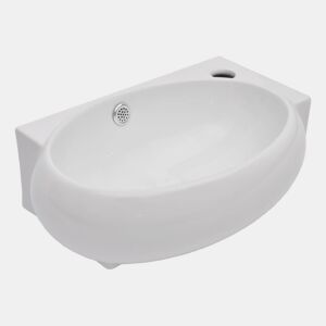 Lavatório cerâmica branco com abertura para torneira e orifício de descarga