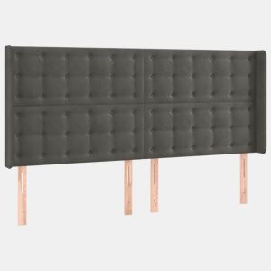 vidaXL Cabeceira cama c abas veludo 183x16x118128 cm cinzento-escuro