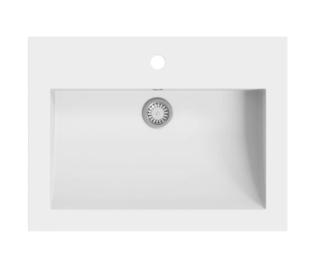 Vidaxl lavabo de granito blanco 600x450x120 mm