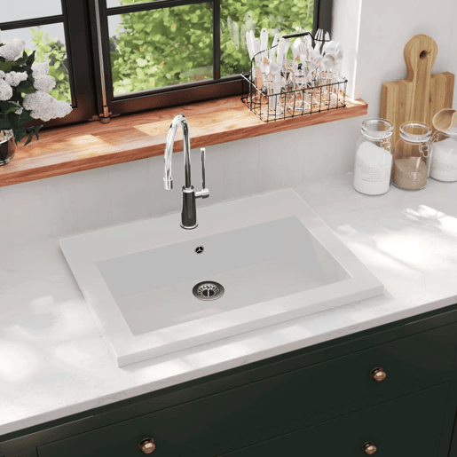 vidaXL Lavatório de granito 600x450x120 mm branco vidaXL Lavatório de granito 600x450x120 mm branco
