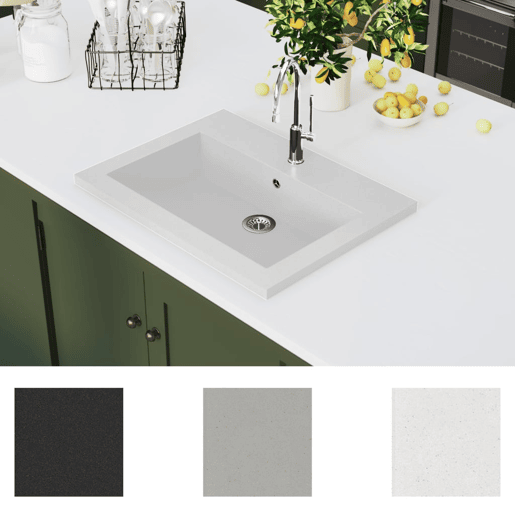 vidaXL Lavatório de granito 600x450x120 mm branco vidaXL Lavatório de granito 600x450x120 mm branco