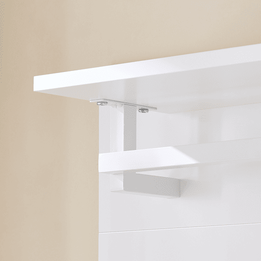 Cabide de parede com 1 barra Prateleira de entrada com 4 ganchos e 1 prateleira Branco 100 x 70 cm FHK36-W SoBuy PT