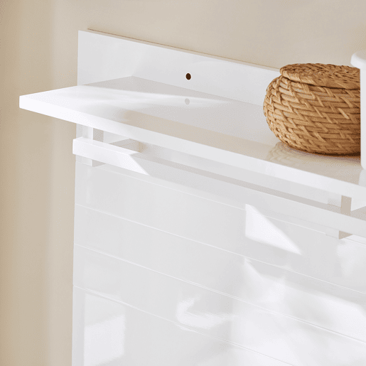 Cabide de parede com 1 barra Prateleira de entrada com 4 ganchos e 1 prateleira Branco 100 x 70 cm FHK36-W SoBuy PT