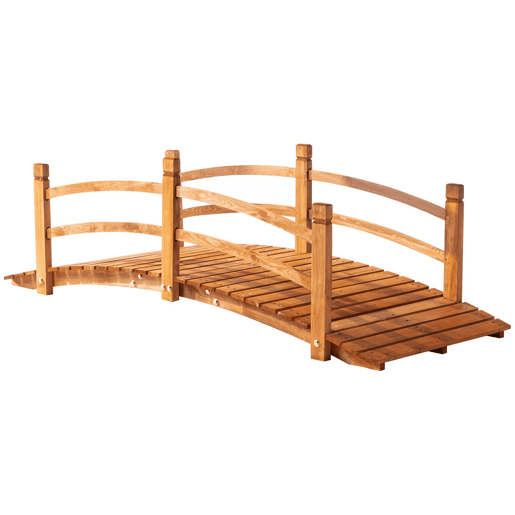 Outsunny Ponte de Madeira com Corrimão Ponte de Jardim para Decoração para Pátio Carga Máxima 200 kg 185x72x58 cm Madeira
