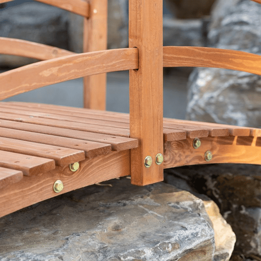 Outsunny Ponte de Madeira com Corrimão Ponte de Jardim para Decoração para Pátio Carga Máxima 200 kg 185x72x58 cm Madeira