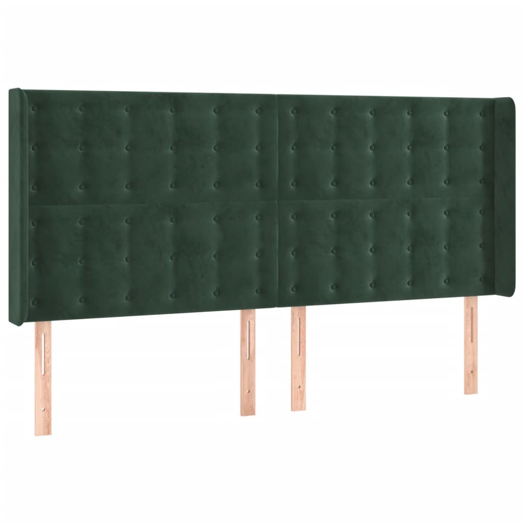 Vidaxl cabecero con orejas de terciopelo verde oscuro 203x16x118/128cm