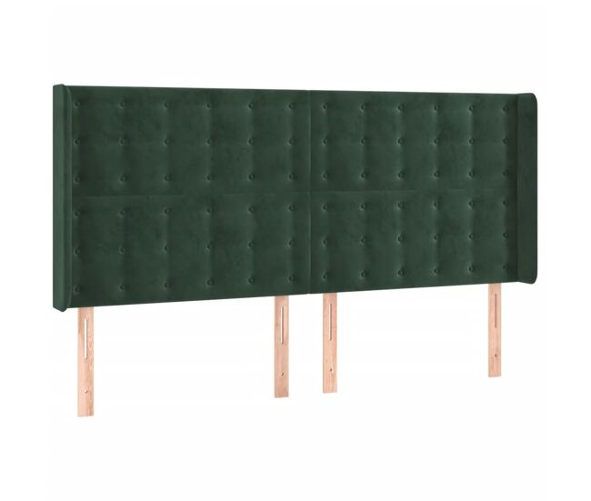 Vidaxl cabecero con orejas de terciopelo verde oscuro 203x16x118/128cm