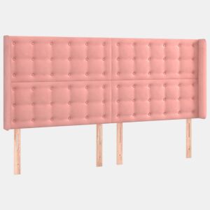vidaXL Cabeceira cama c abas veludo 203x16x118128 cm rosa