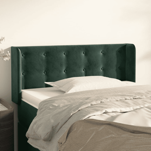 vidaXL Cabeceira de cama c abas veludo 93x16x7888 cm verde-escuro