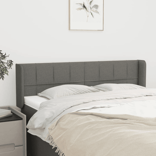 vidaXL Cabeceira de cama c abas tecido 147x16x7888cm cinzento-escuro