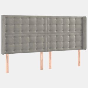 vidaXL Cabeceira cama c abas veludo 163x16x118128 cm cinzento-claro