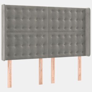 vidaXL Cabeceira cama c abas veludo 147x16x118128 cm cinzento-claro