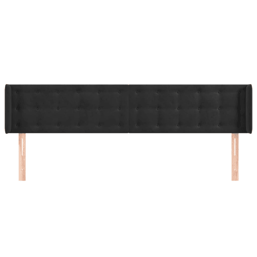 vidaXL Cabeceira de cama c abas veludo 203x16x7888 cm preto