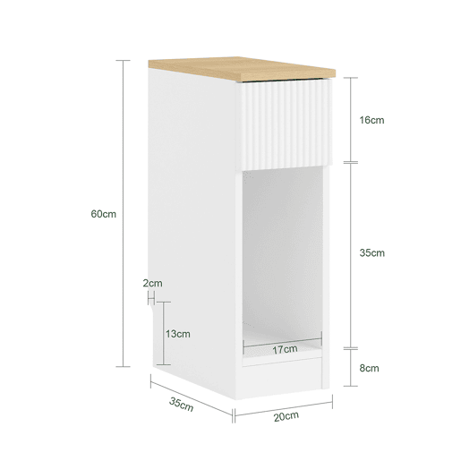 SoBuy Mesa de cabeceira estreita com gaveta e prateleira, mesa de cabeceira para quarto e sala, branca FBT111-W
