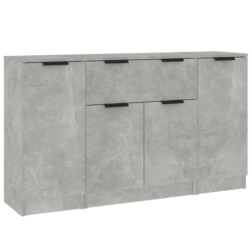 vidaXL Aparadores 3 pcs derivados de madeira cinzento cimento vidaXL Aparadores 3 pcs derivados de madeira cinzento cimento