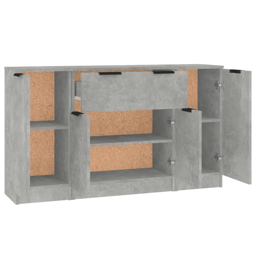vidaXL Aparadores 3 pcs derivados de madeira cinzento cimento vidaXL Aparadores 3 pcs derivados de madeira cinzento cimento