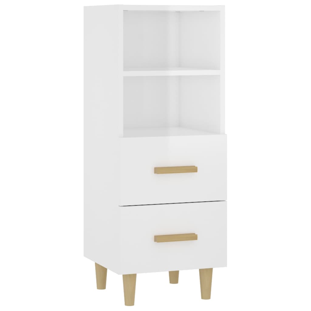 Vidaxl aparador de madera contrachapada blanco brillante 34,5x34x90 cm