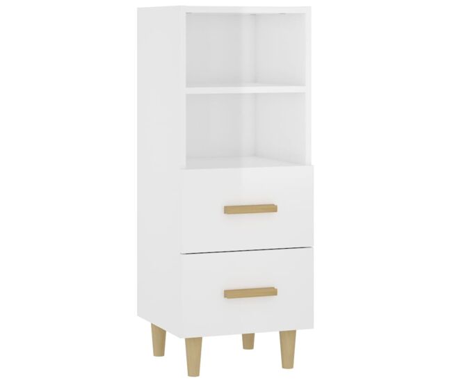 Vidaxl aparador de madera contrachapada blanco brillante 34,5x34x90 cm