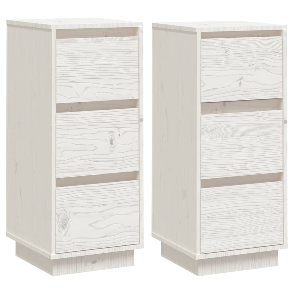 Vidaxl aparador 2 uds madera maciza de pino blanco 32x34x75 cm